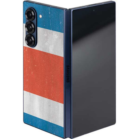 Costa Rican Flag Distressed Galaxy Z Fold6 Skin